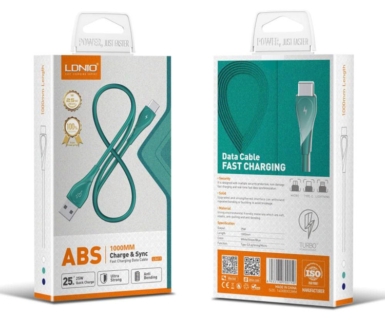 کابل LDNIO مدل LS441 جنس TPE فست شارژ کیفیت عالی یک متری